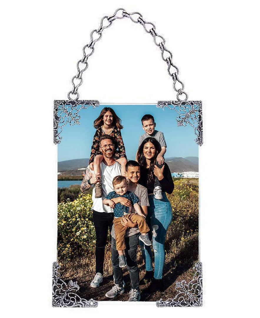 1928 Jewelry Deco Filigree Hanging Wall Glass Picture Frame 5" x 7"