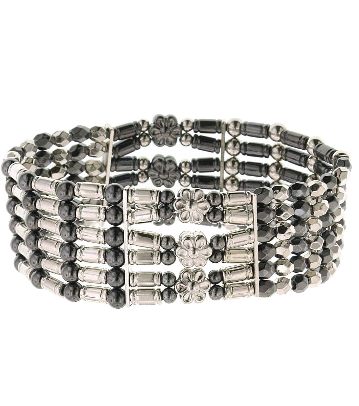 2028 Jewelry 6-Row Floral Stretch Bracelet