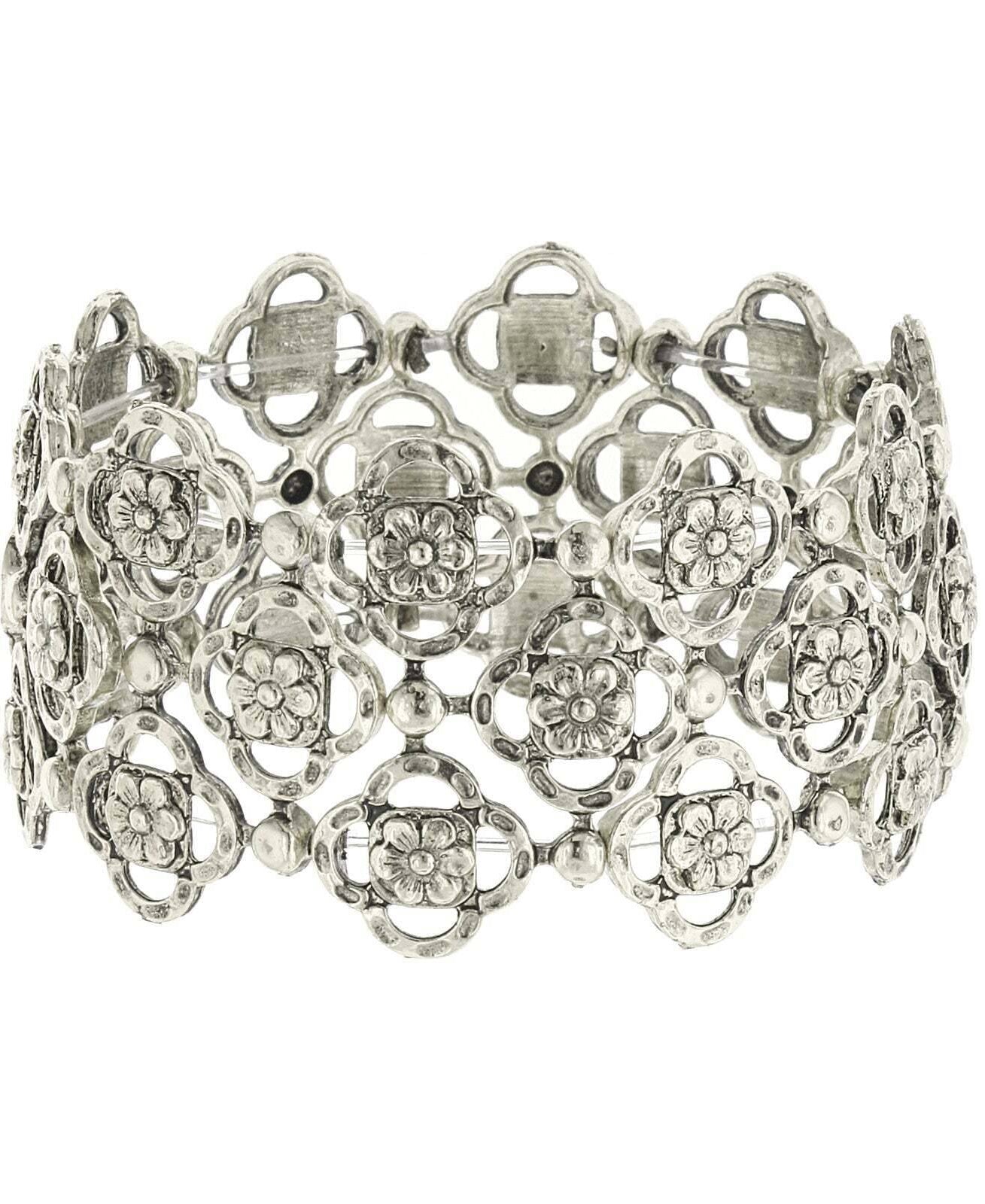 2028 Jewelry Clover And Flower Stretch Bracelet