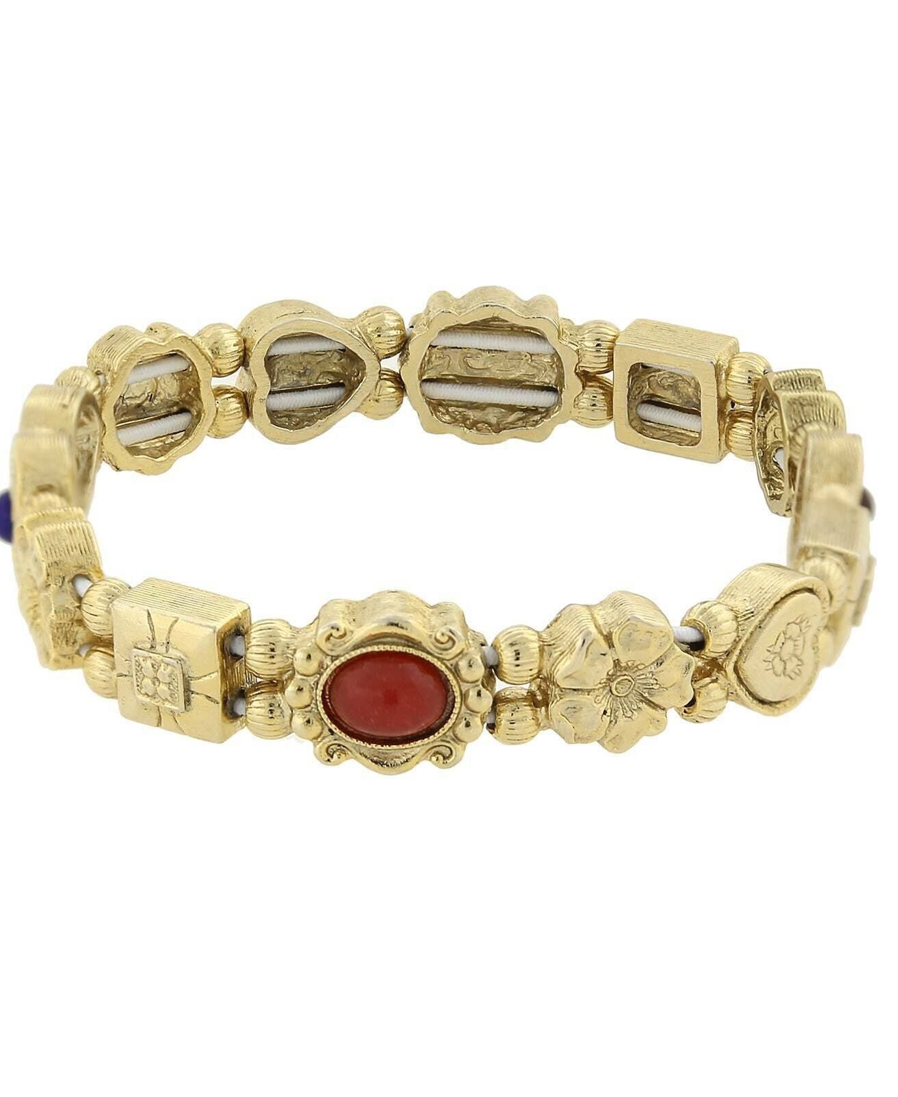 1928 Jewelry Multi Charm Link Stretch Bracelet
