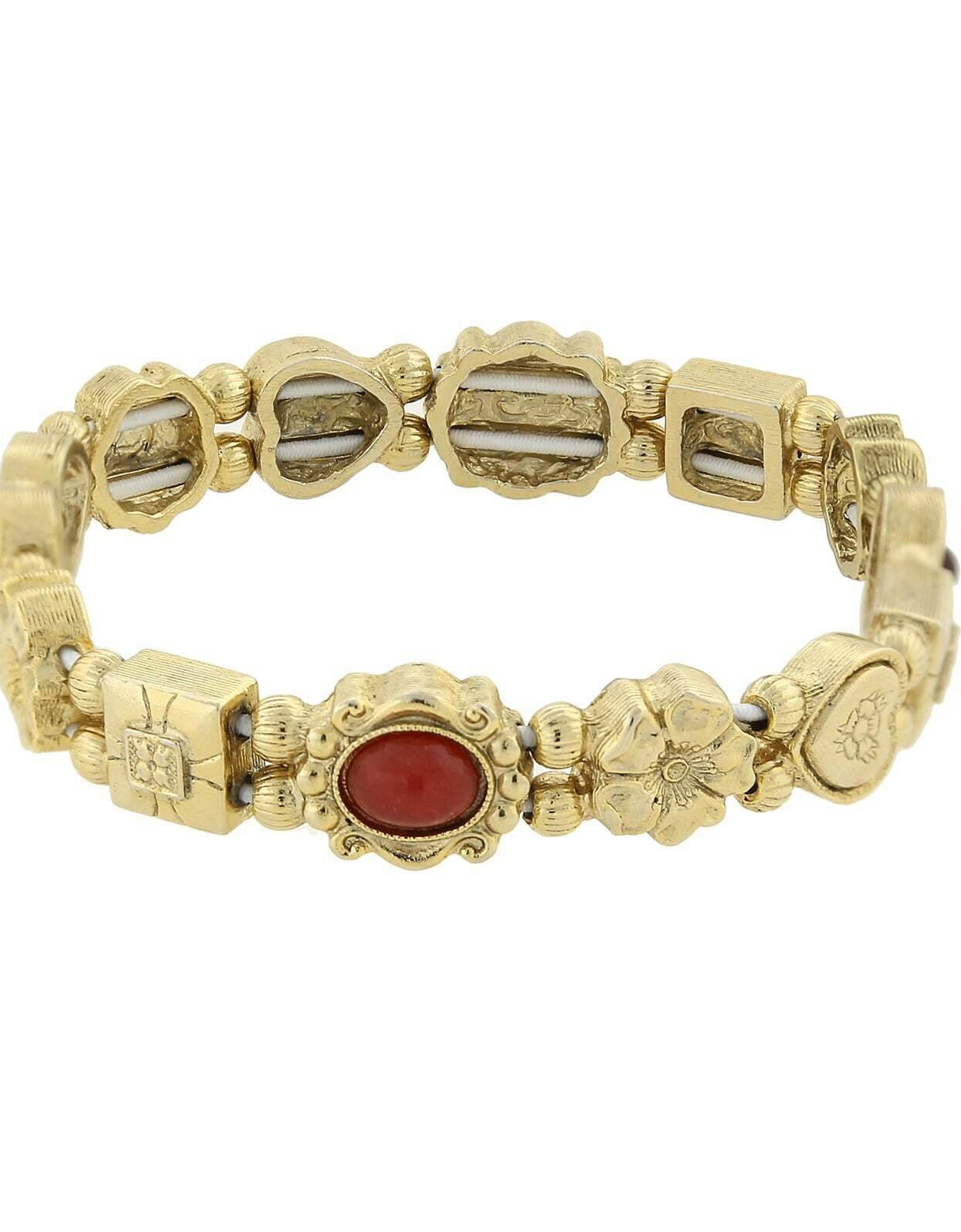 1928 Jewelry Multi Charm Link Stretch Bracelet
