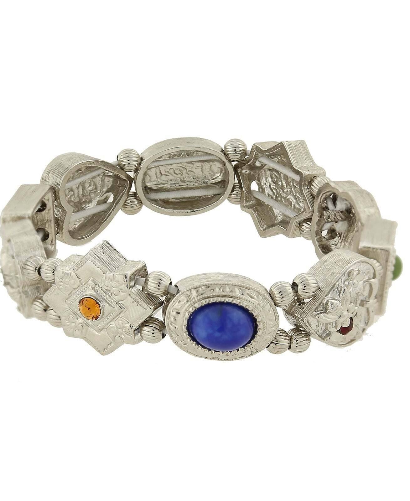 1928 Jewelry Multi Charm Link Stretch Bracelet
