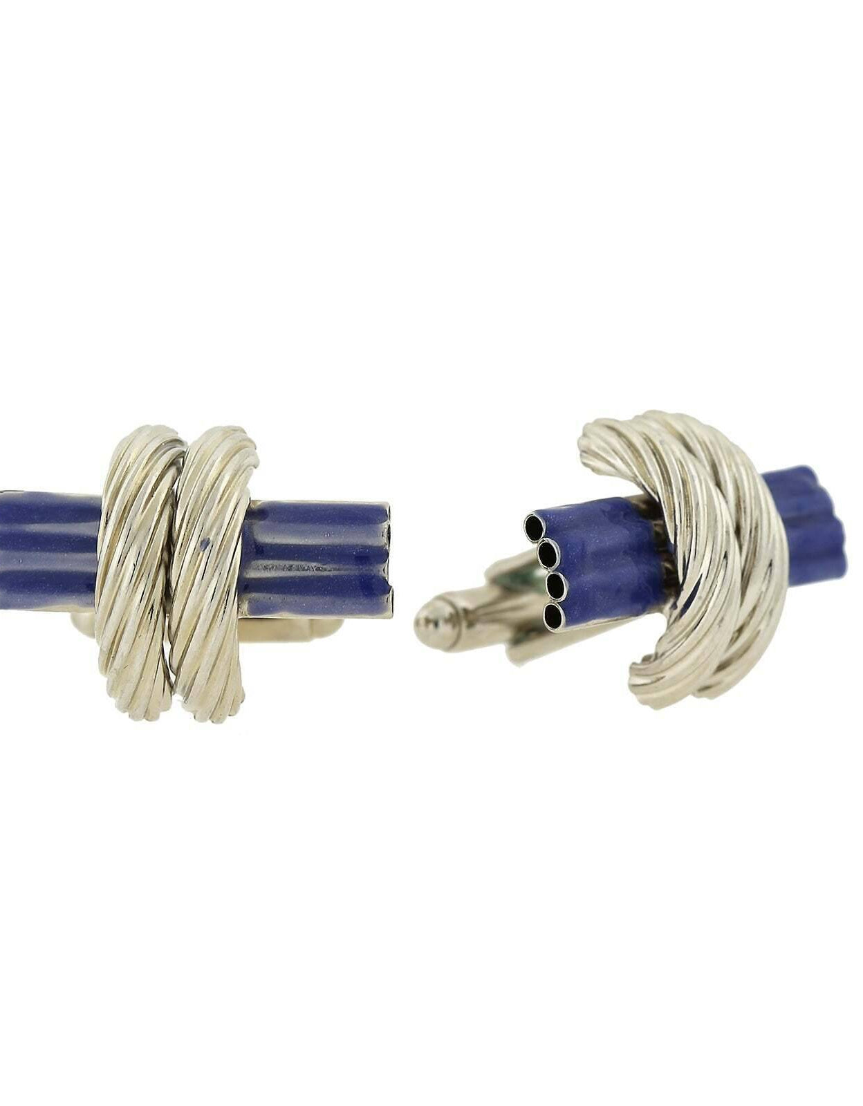 1928 Jewelry Classic Blue Enamel Rope Cufflinks