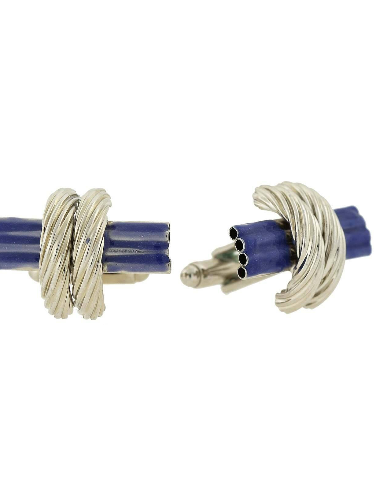 1928 Jewelry Classic Blue Enamel Rope Cufflinks