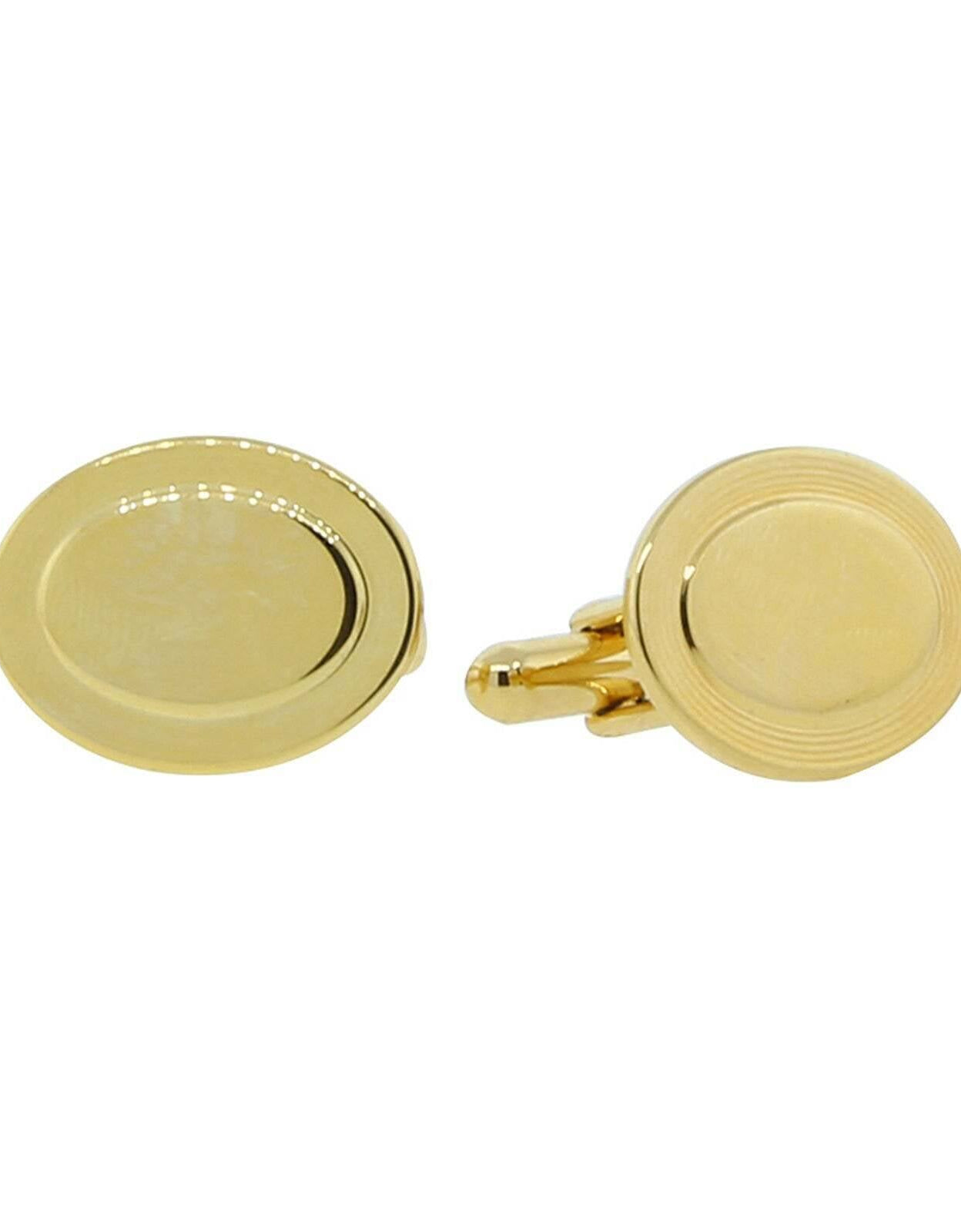 1928 Jewelry Gold Classic Oval Groove Cufflinks