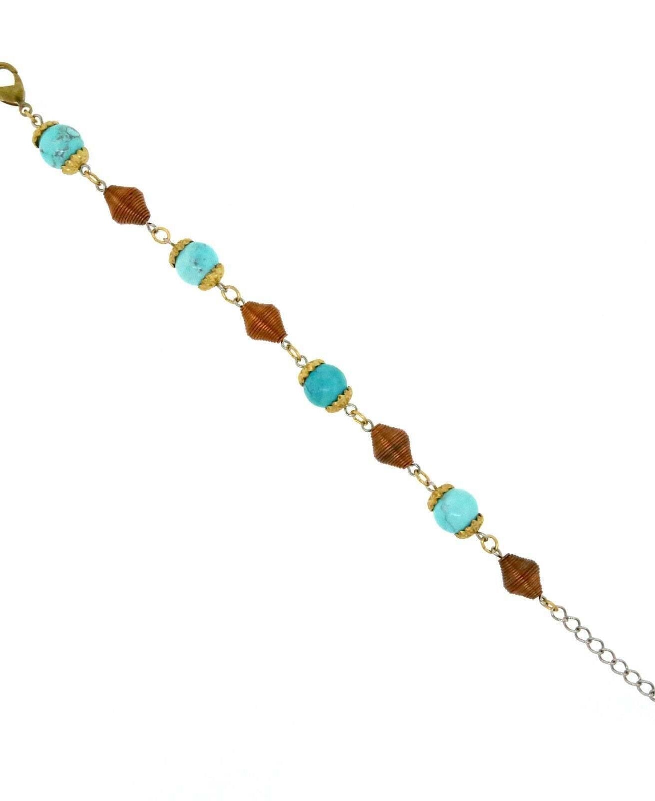 T.R.U. Genuine Howlite Dyed Turquoise Copper Beaded Bracelet