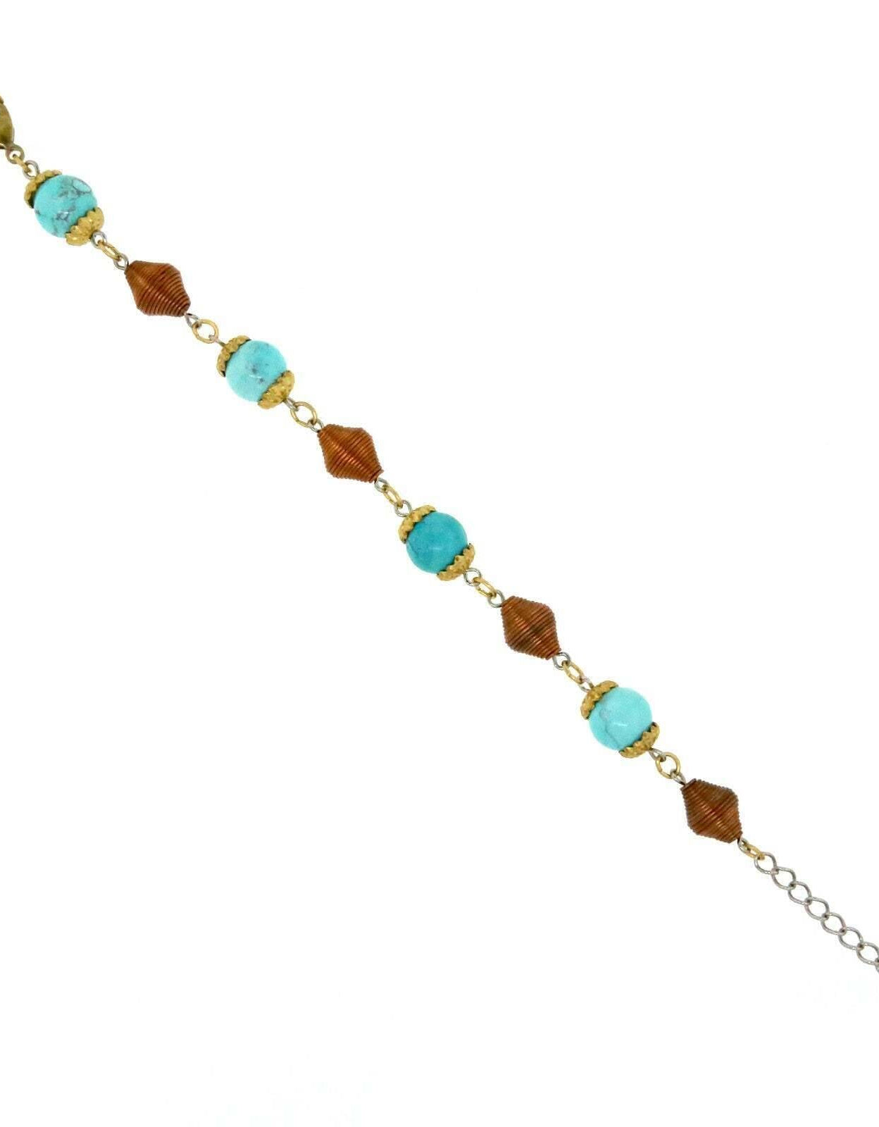 T.R.U. Genuine Howlite Dyed Turquoise Copper Beaded Bracelet