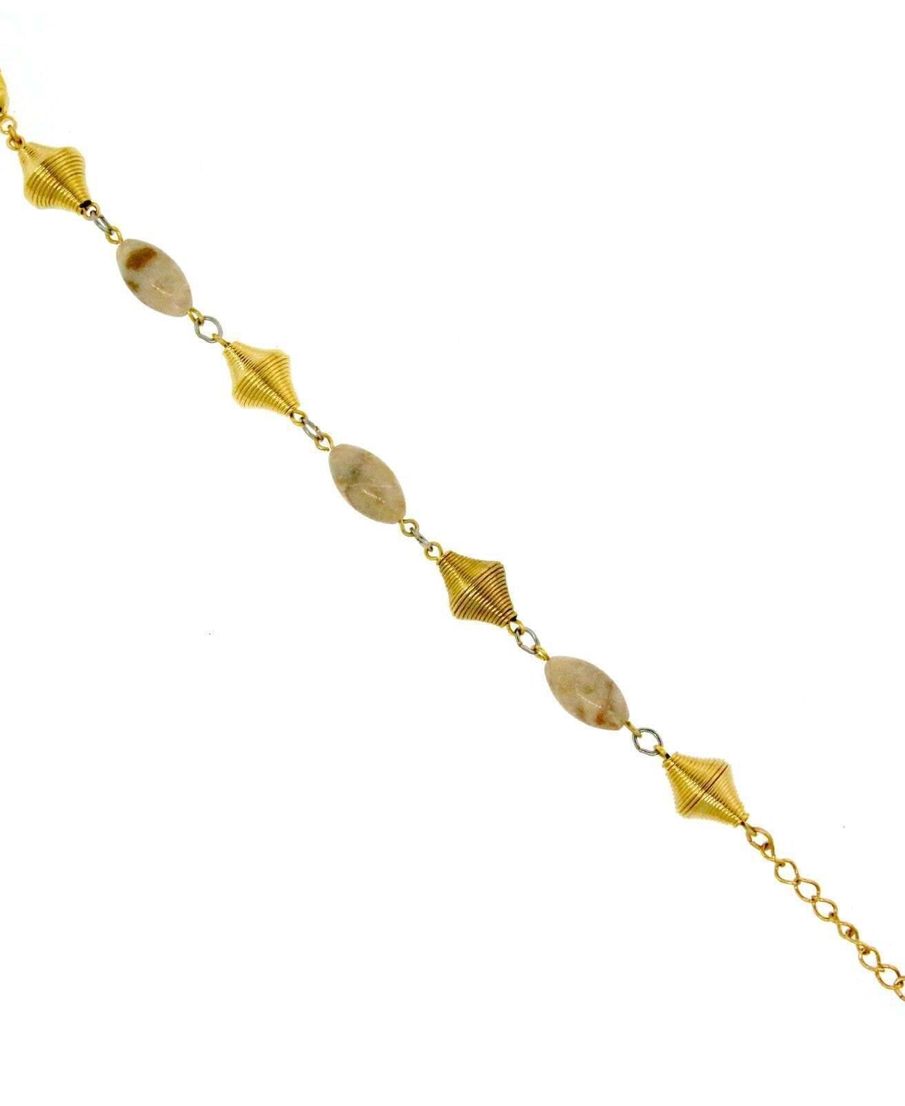 T.R.U. Riverstone Gemstone Gold Spring Beaded Bracelet