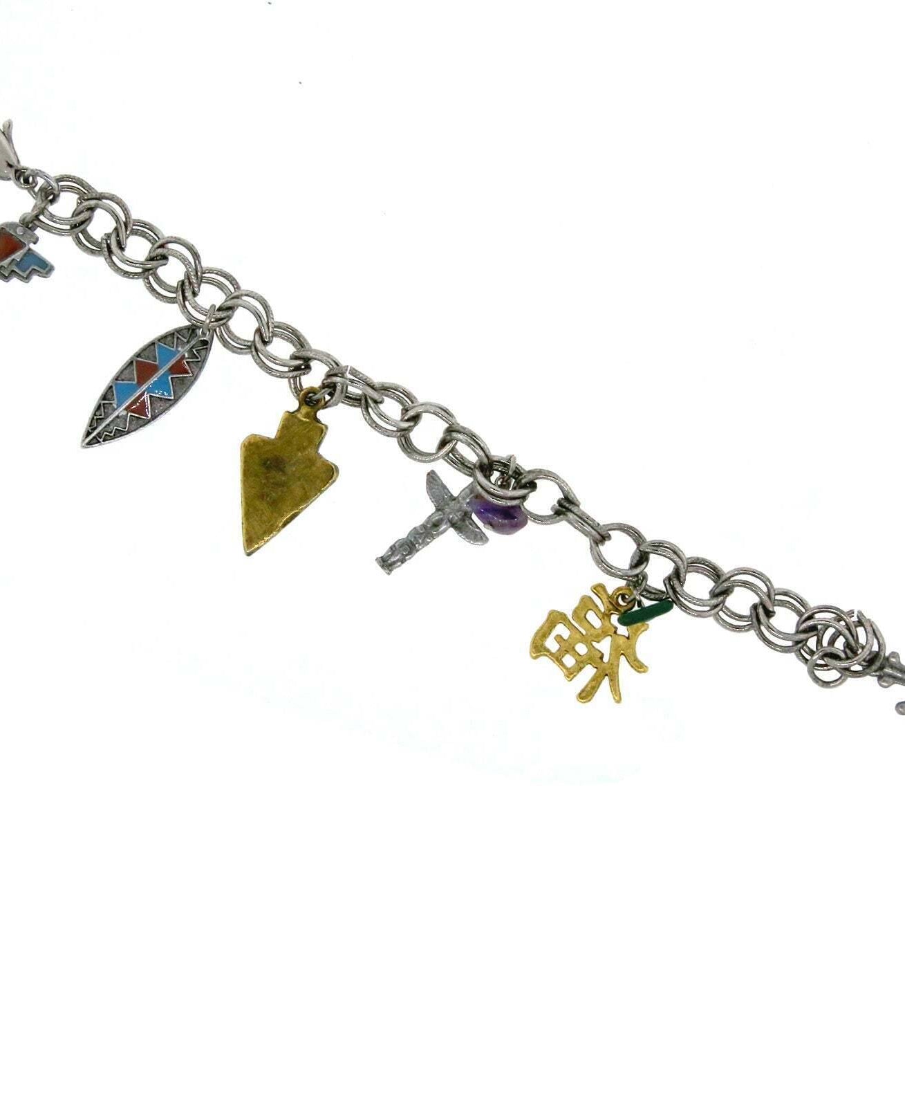 T.R.U. Multi Symbol Charm Link Chain Bracelet
