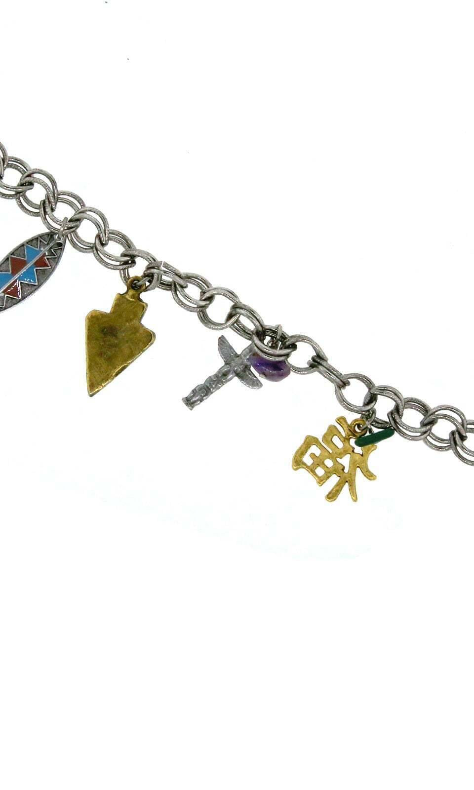 T.R.U. Multi Symbol Charm Link Chain Bracelet