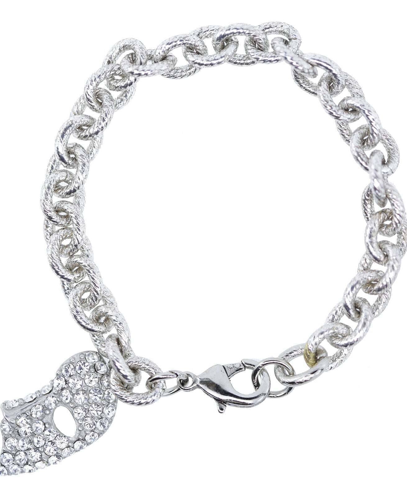 1928 Jewelry Crystal Masquerade Mask Charm On Link Bracelet