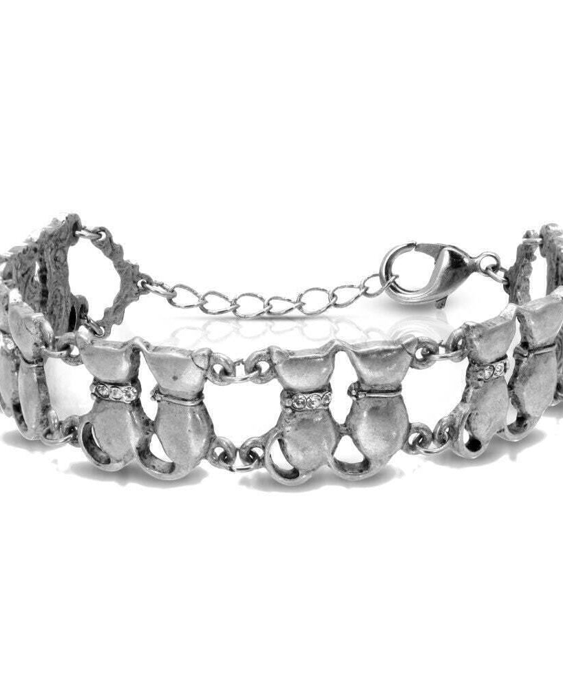 1928 Jewelry Crystal Multi Double Cat Chain Bracelet