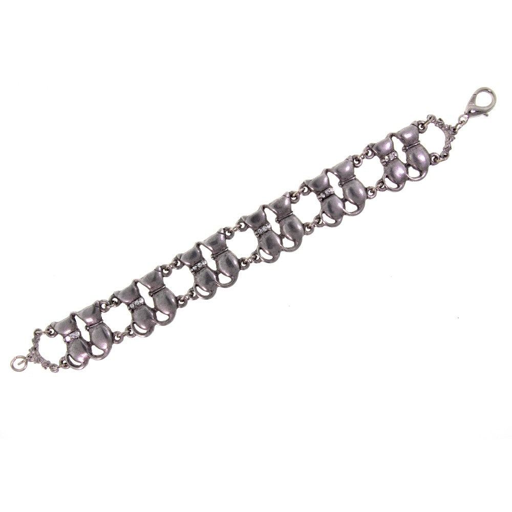 Crystal Multi Double Cat Chain Bracelet Open