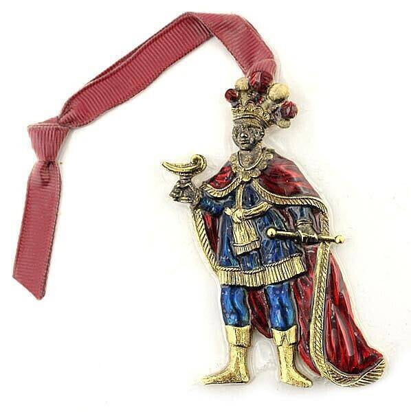 1928 Jewelry Red Ribbon King Balthazar Christmas Tree Ornament