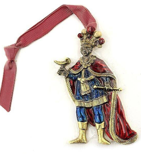 1928 Jewelry Red Ribbon King Balthazar Christmas Tree Ornament