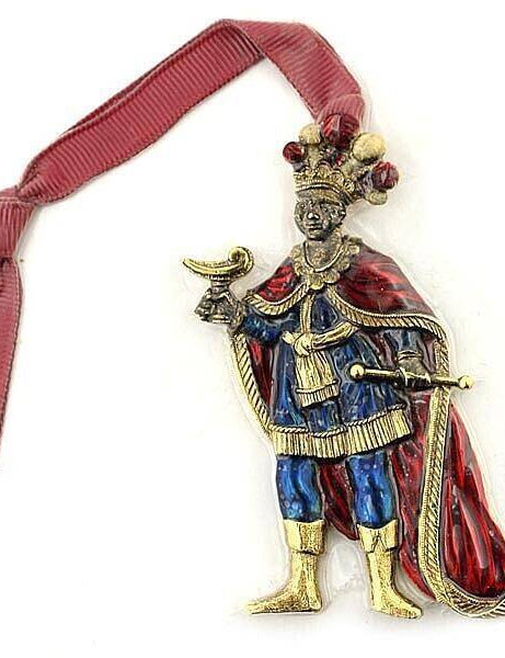 1928 Jewelry Red Ribbon King Balthazar Christmas Tree Ornament