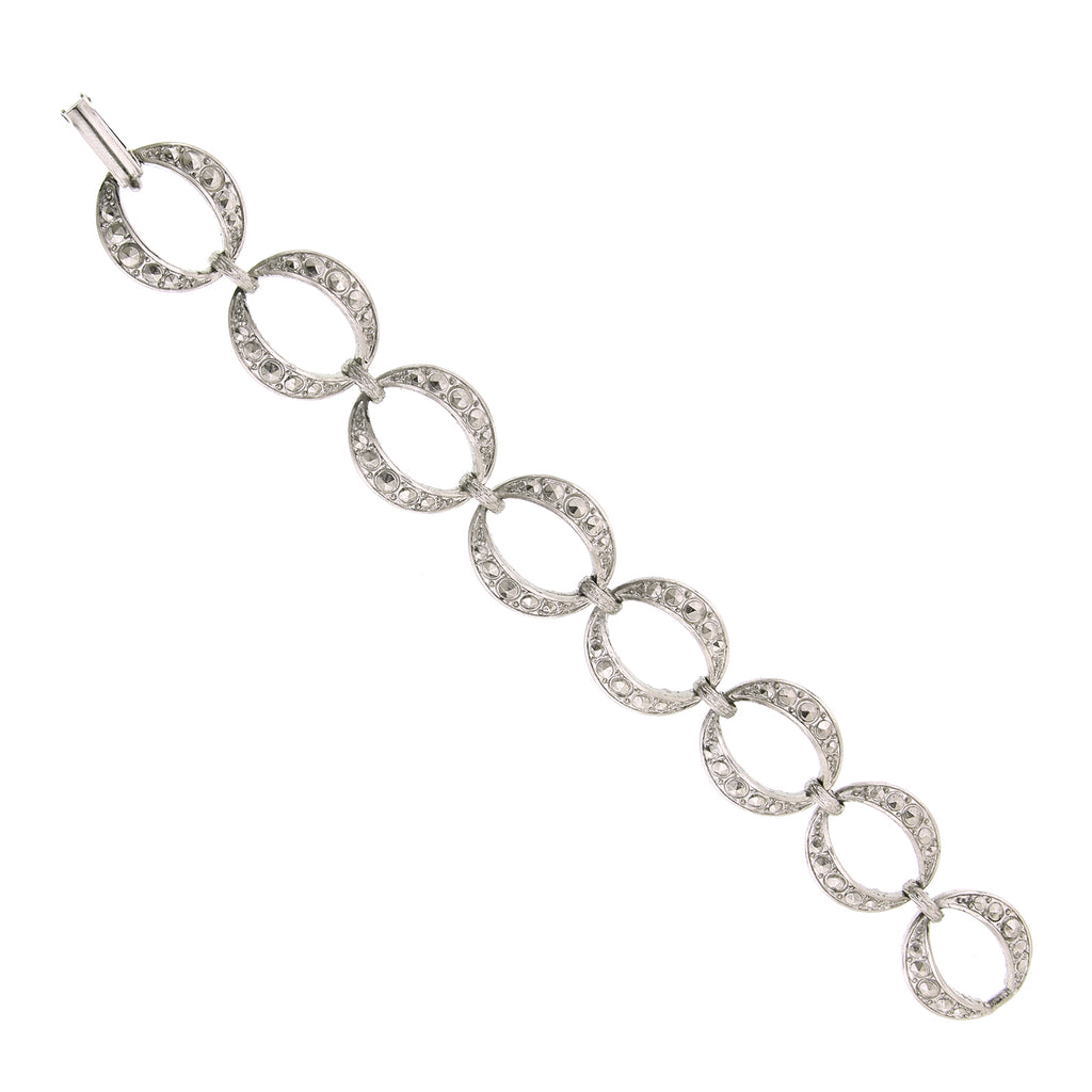 Silver Tone Link Clasp Bracelet