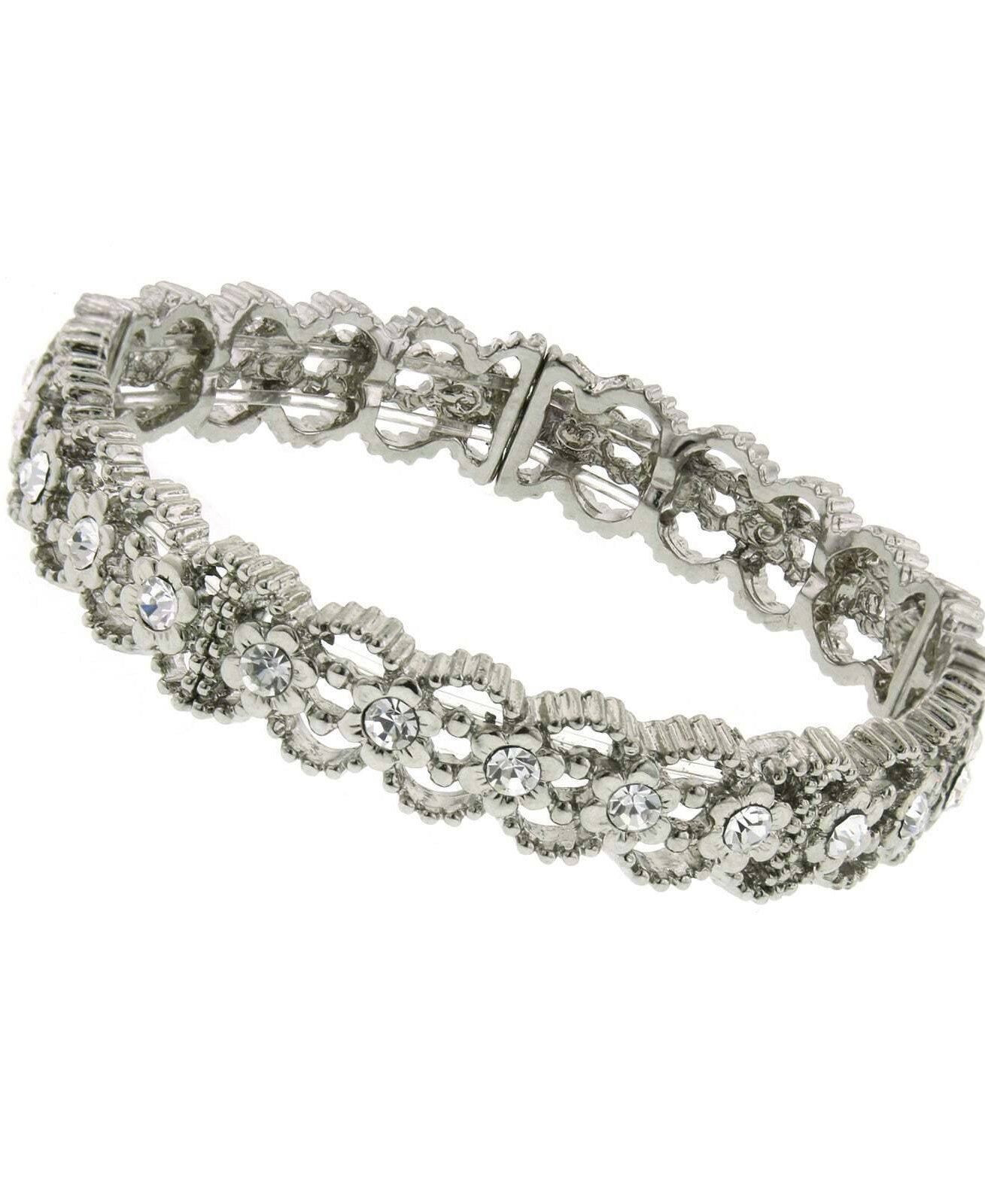 1928 Jewelry Crystal Clear Glam Stretch Bracelet