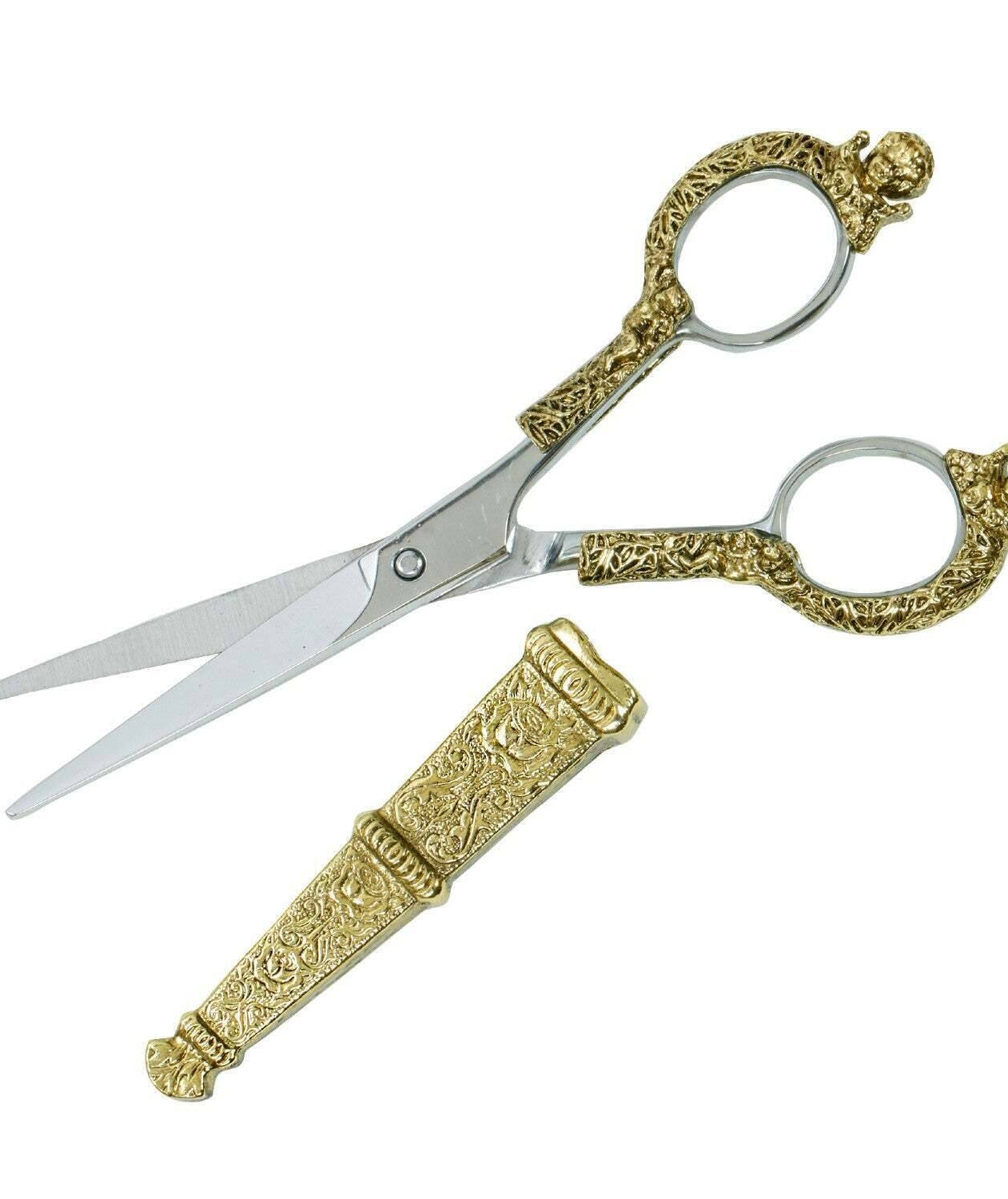 1928 Jewelry Manor House Pink And Purple Flower Decal Cherub Scissors