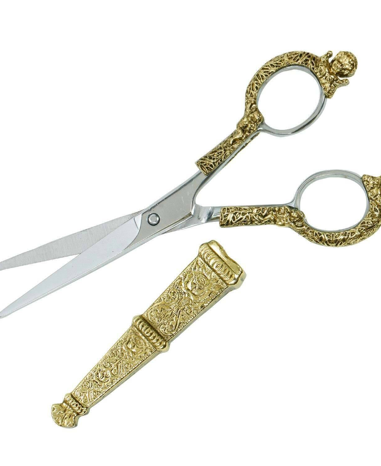 1928 Jewelry Manor House Pink And Purple Flower Decal Cherub Scissors