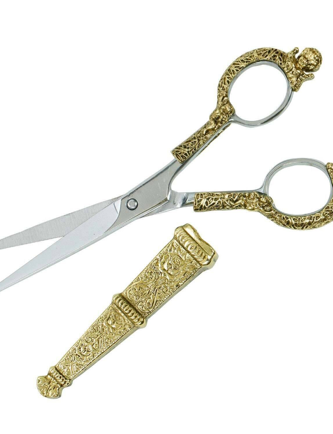 1928 Jewelry Manor House Pink And Purple Flower Decal Cherub Scissors