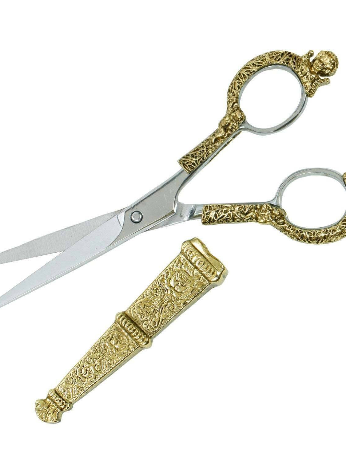 1928 Jewelry Manor House Pink And Purple Flower Decal Cherub Scissors