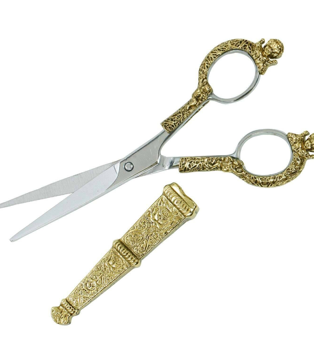 1928 Jewelry Manor House Pink And Purple Flower Decal Cherub Scissors