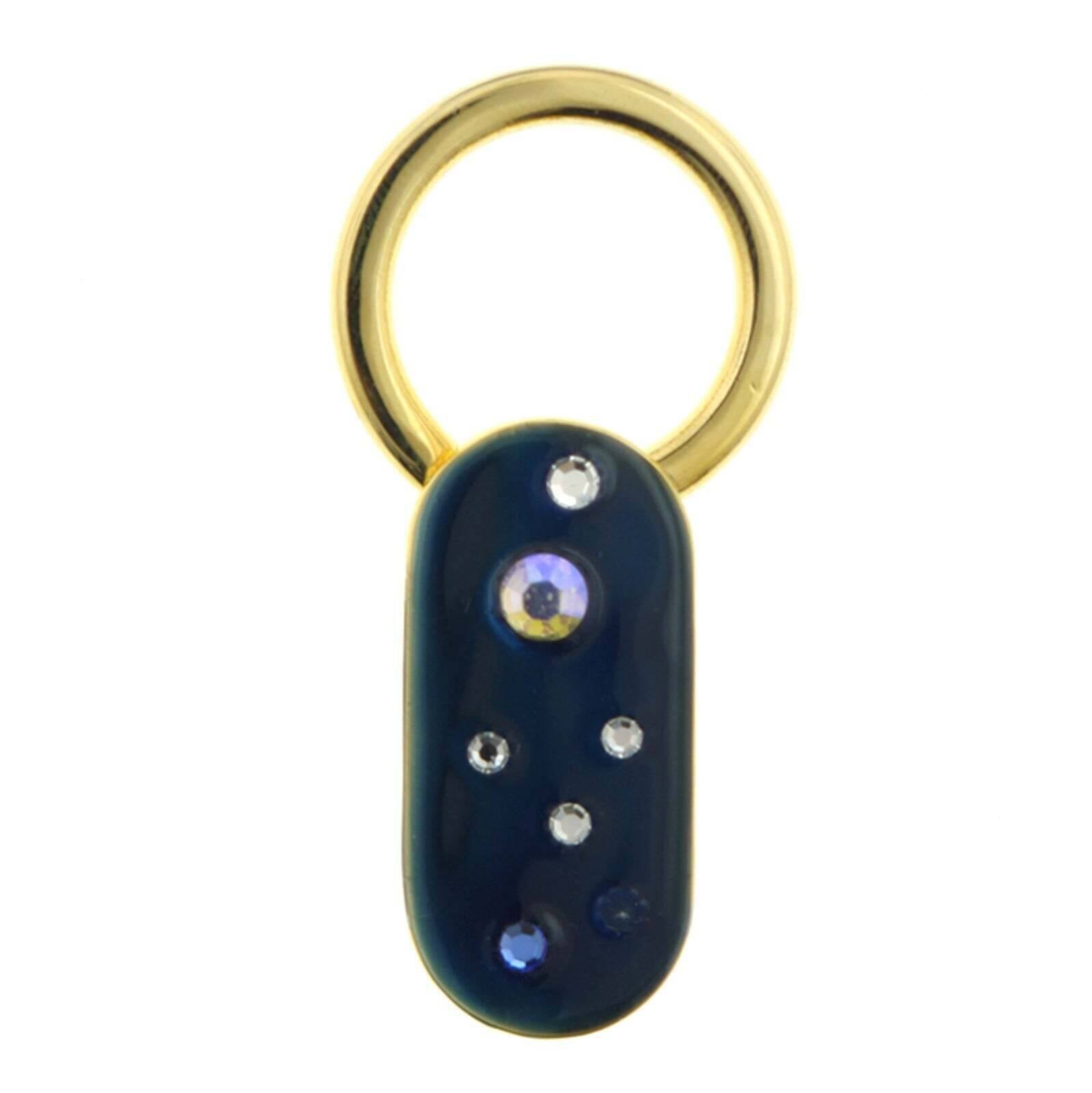 1928 Jewelry Enamel With Multicolor Crystals Oblong Key Ring