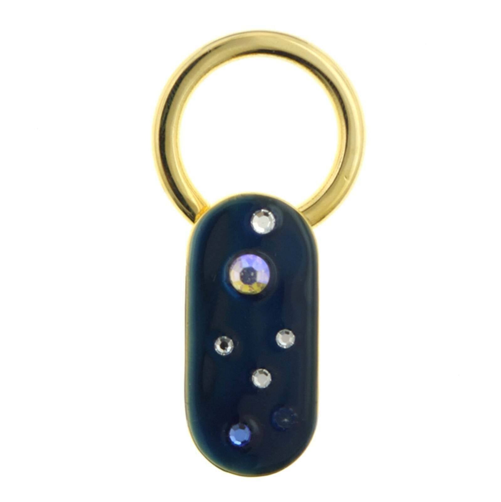 1928 Jewelry Enamel With Multicolor Crystals Oblong Key Ring