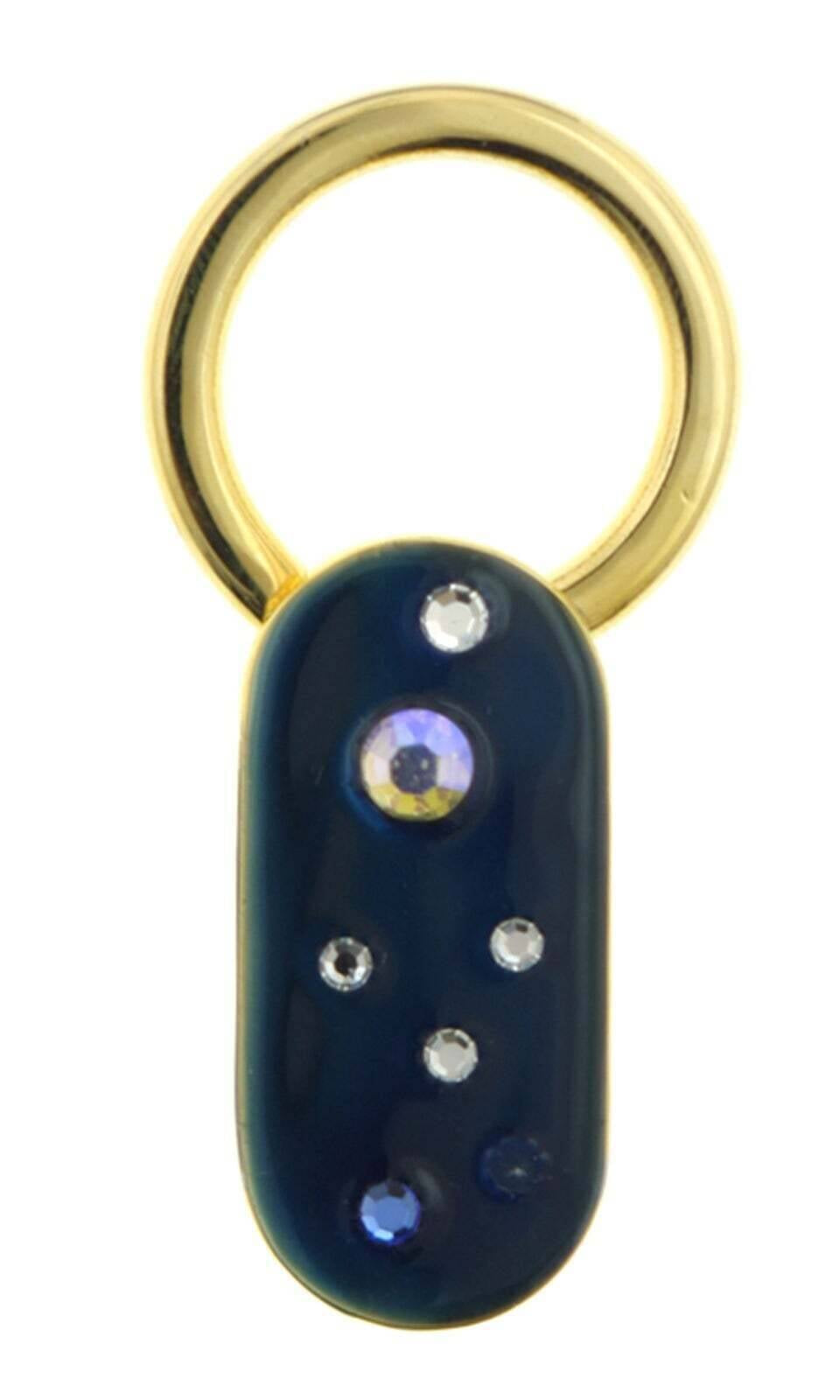 1928 Jewelry Enamel With Multicolor Crystals Oblong Key Ring
