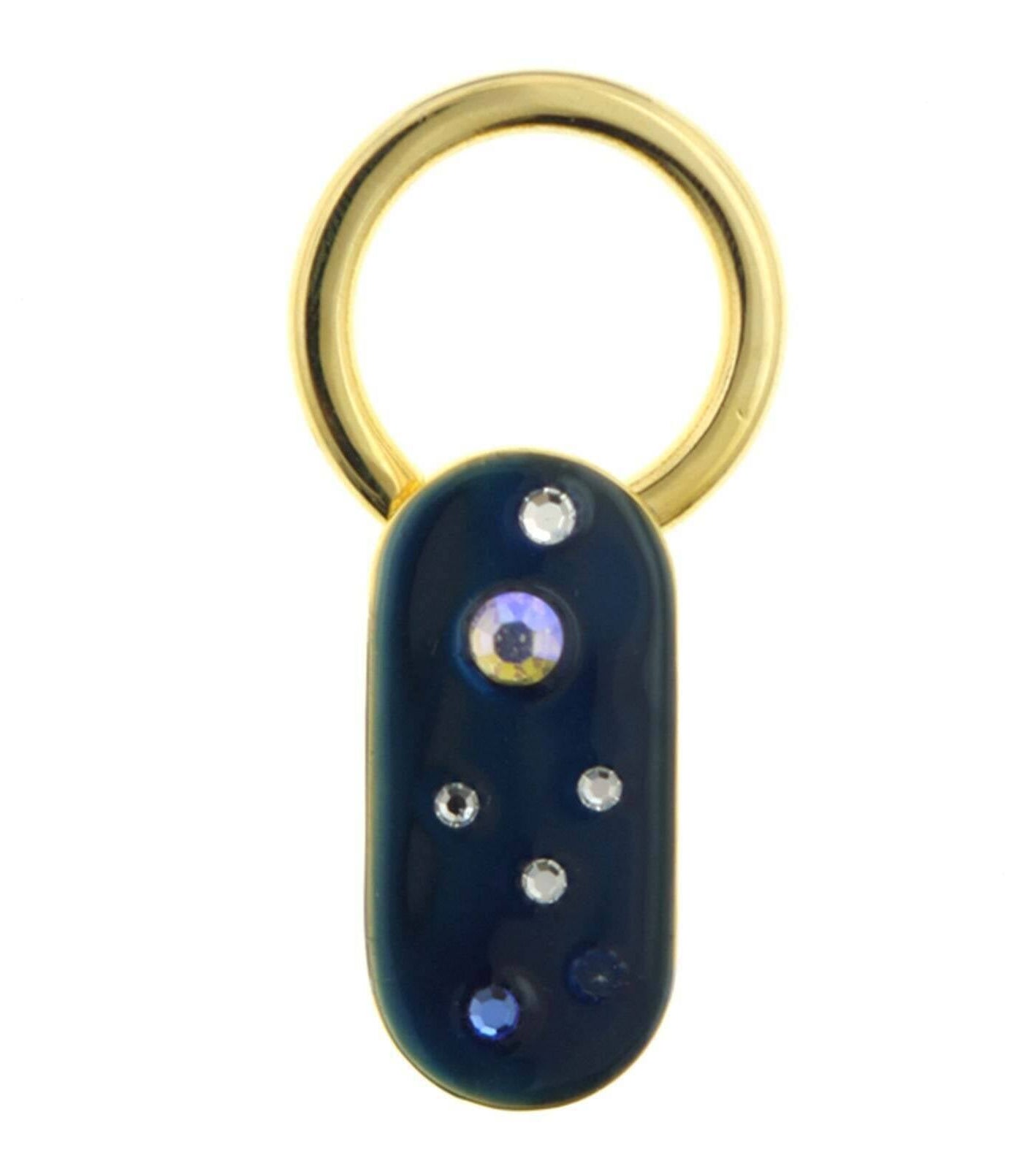 1928 Jewelry Enamel With Multicolor Crystals Oblong Key Ring