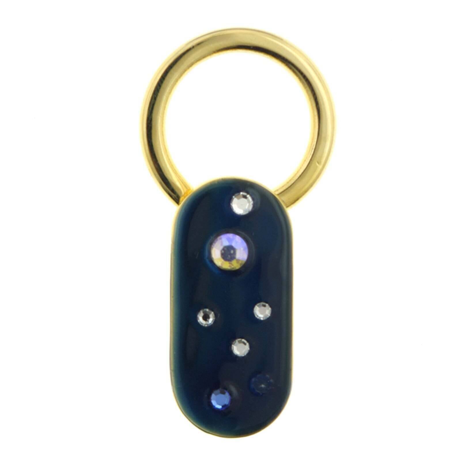 1928 Jewelry Enamel With Multicolor Crystals Oblong Key Ring