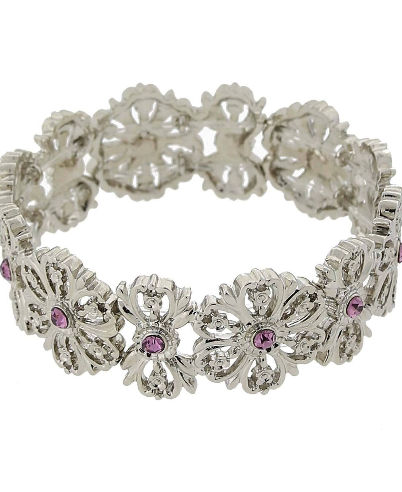 1928 Jewelry Purple Flower Stretch Bracelet
