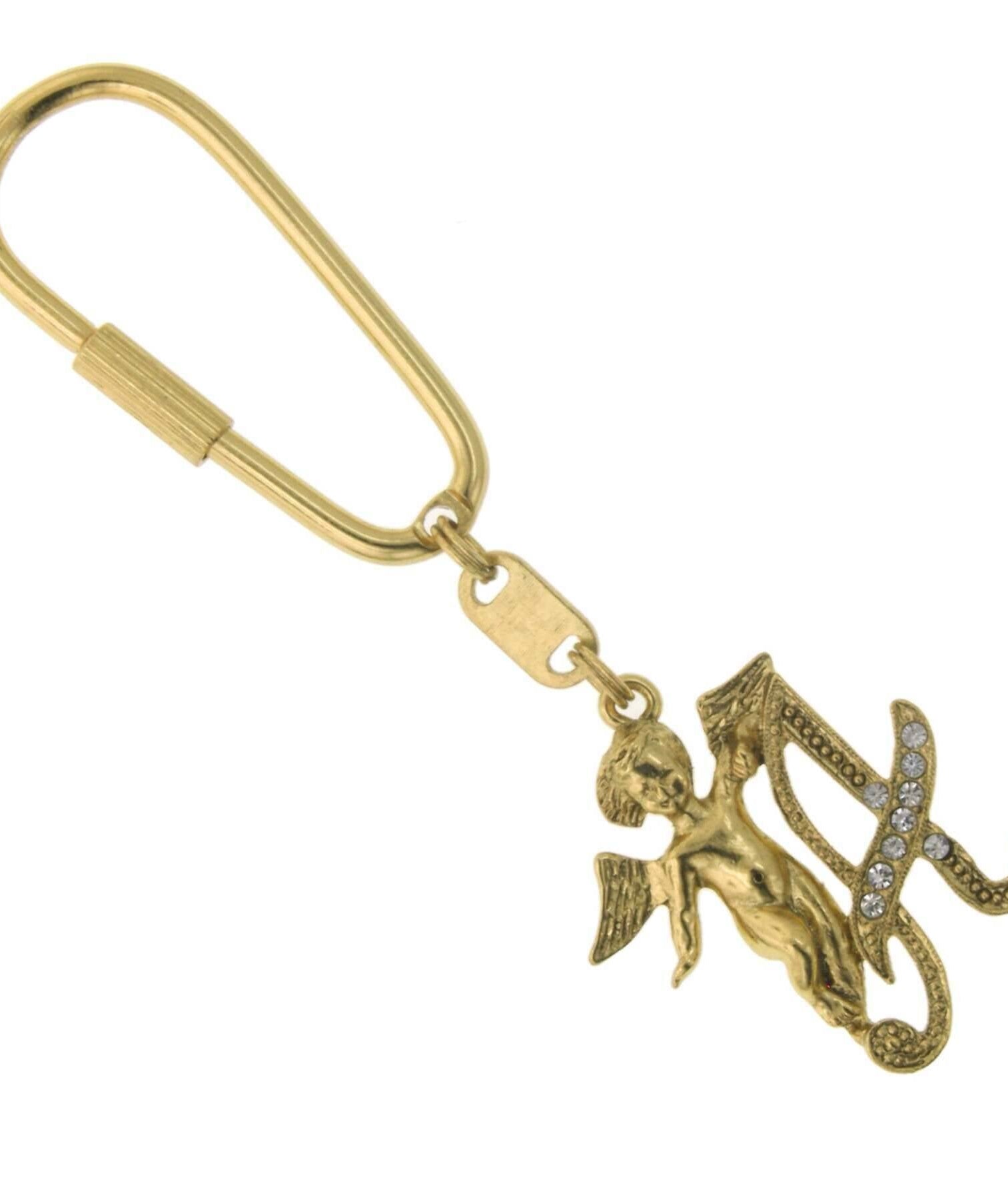 1928 Jewelry Crystal Accent Initial Angel Carabiner Key Chain
