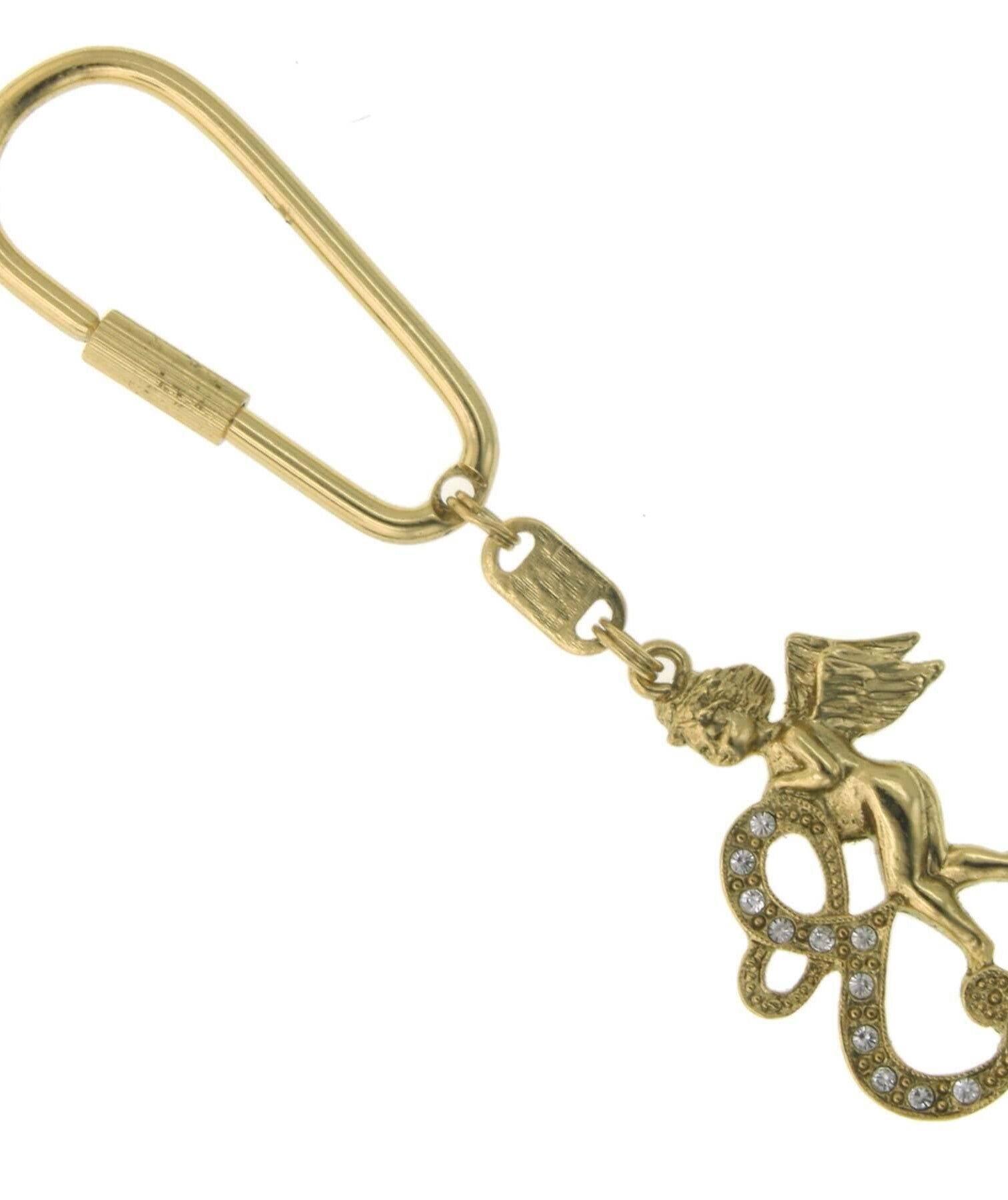 1928 Jewelry Crystal Accent Initial Angel Carabiner Key Chain