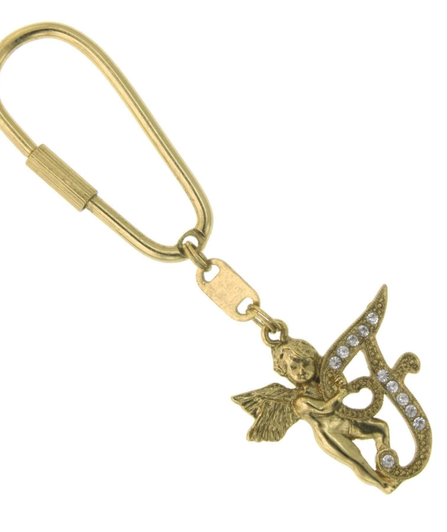 1928 Jewelry Crystal Accent Initial Angel Carabiner Key Chain