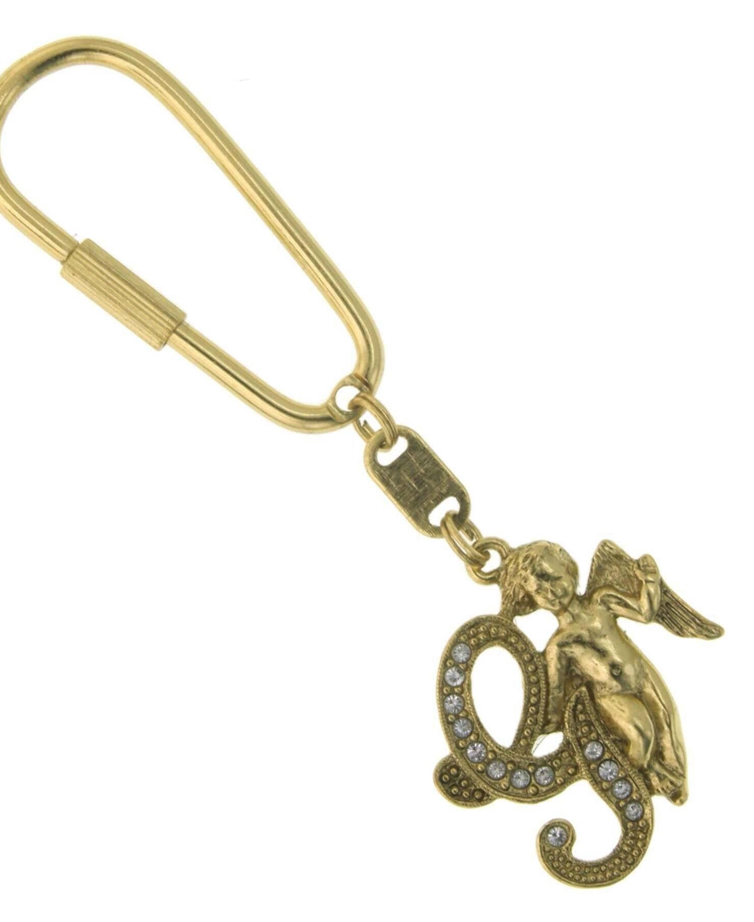 1928 Jewelry Crystal Accent Initial Angel Carabiner Key Chain