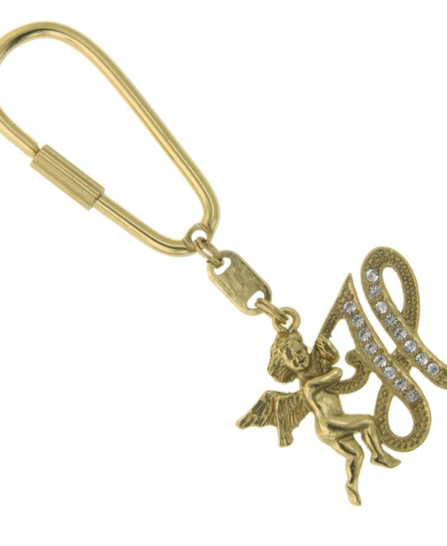1928 Jewelry Crystal Accent Initial Angel Carabiner Key Chain