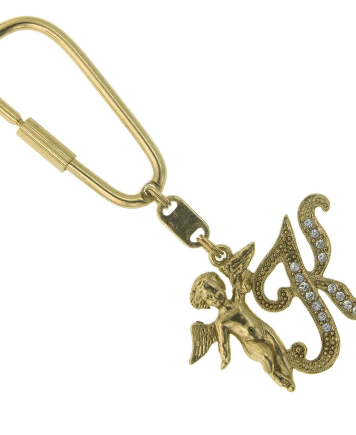 1928 Jewelry Crystal Accent Initial Angel Carabiner Key Chain