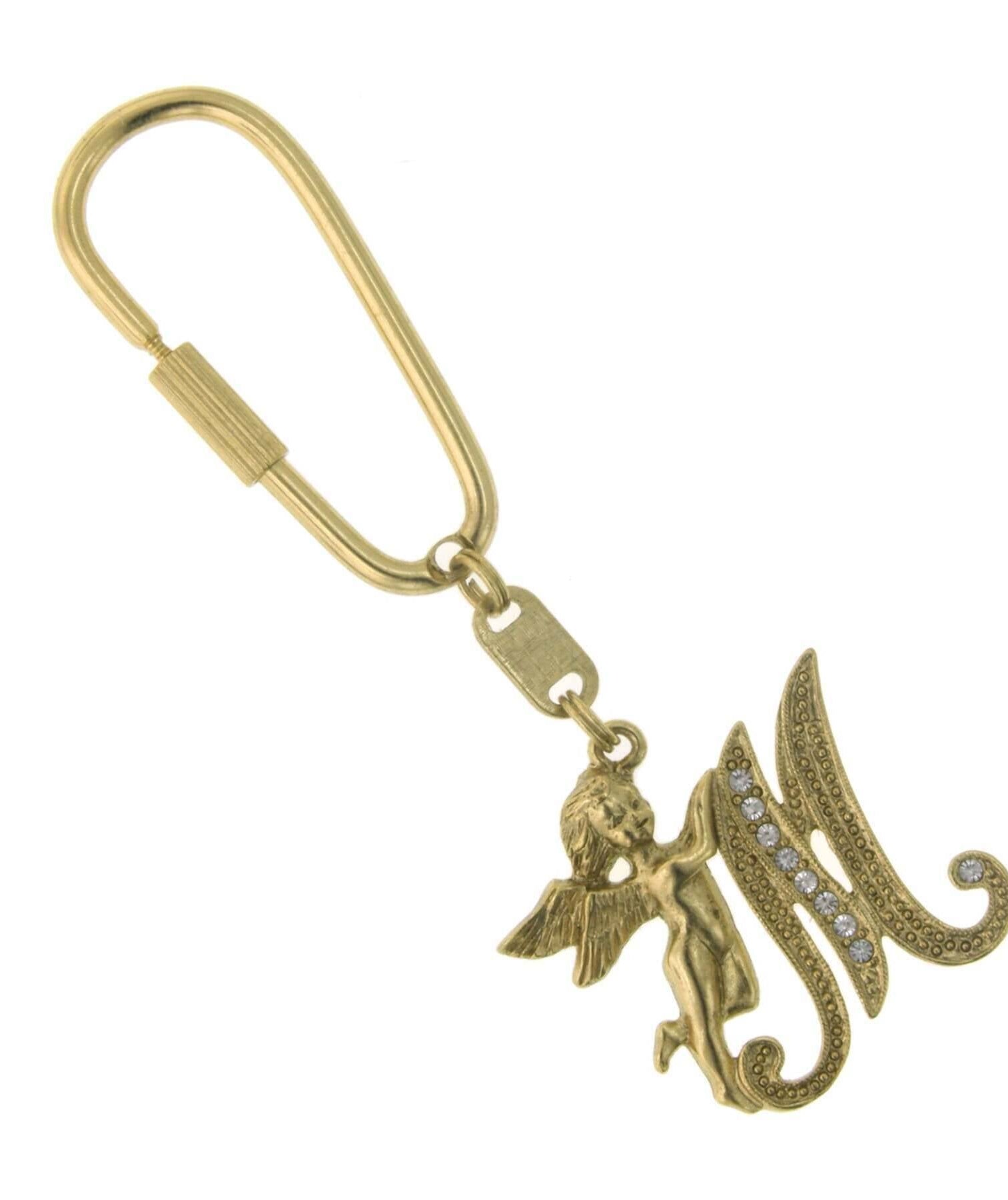 1928 Jewelry Crystal Accent Initial Angel Carabiner Key Chain