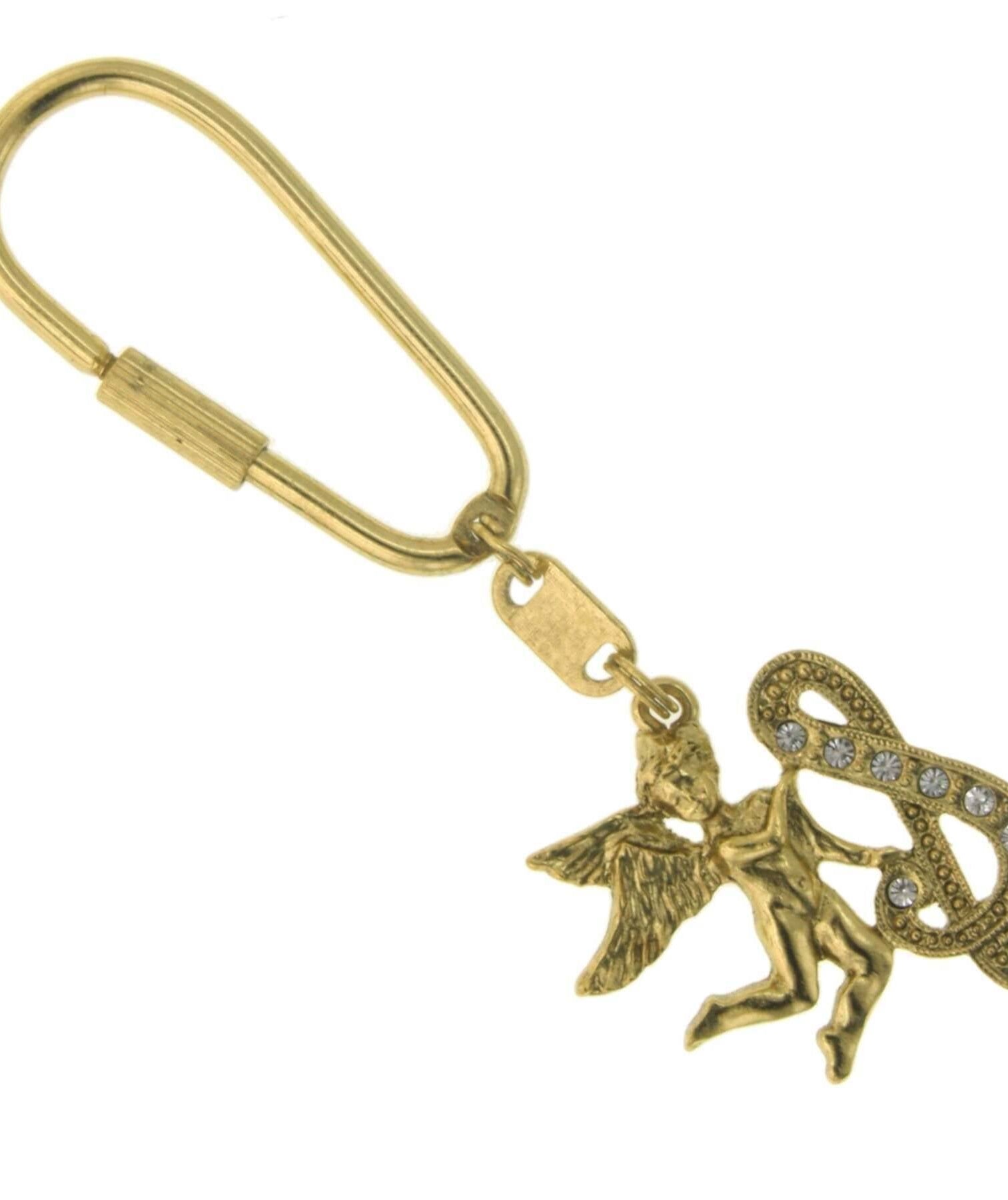 1928 Jewelry Crystal Accent Initial Angel Carabiner Key Chain