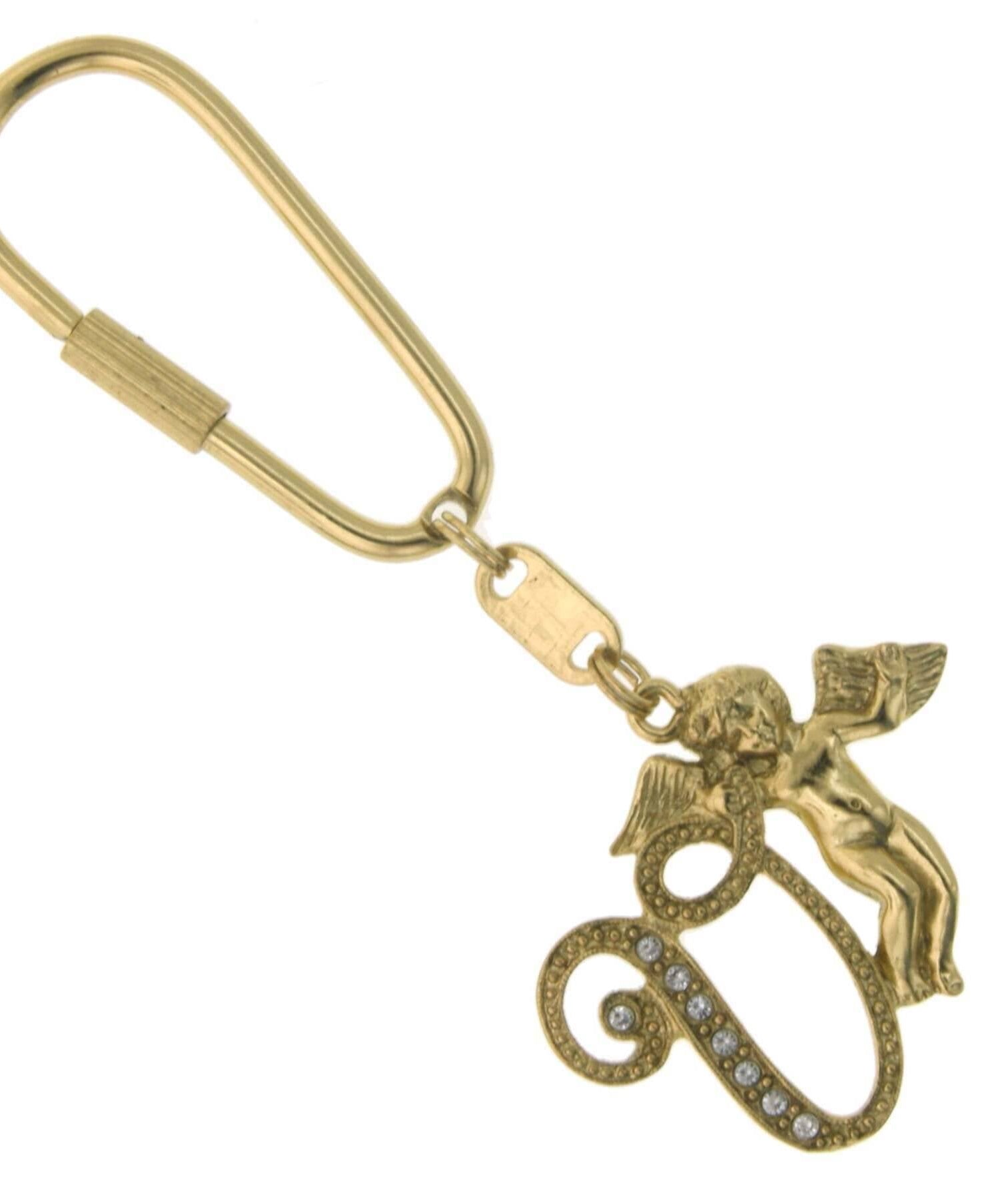 1928 Jewelry Crystal Accent Initial Angel Carabiner Key Chain