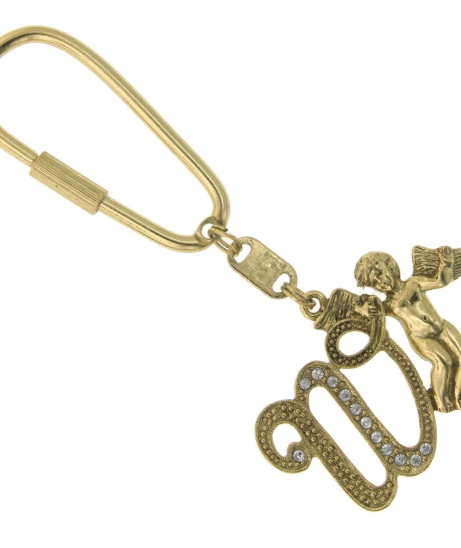 1928 Jewelry Crystal Accent Initial Angel Carabiner Key Chain