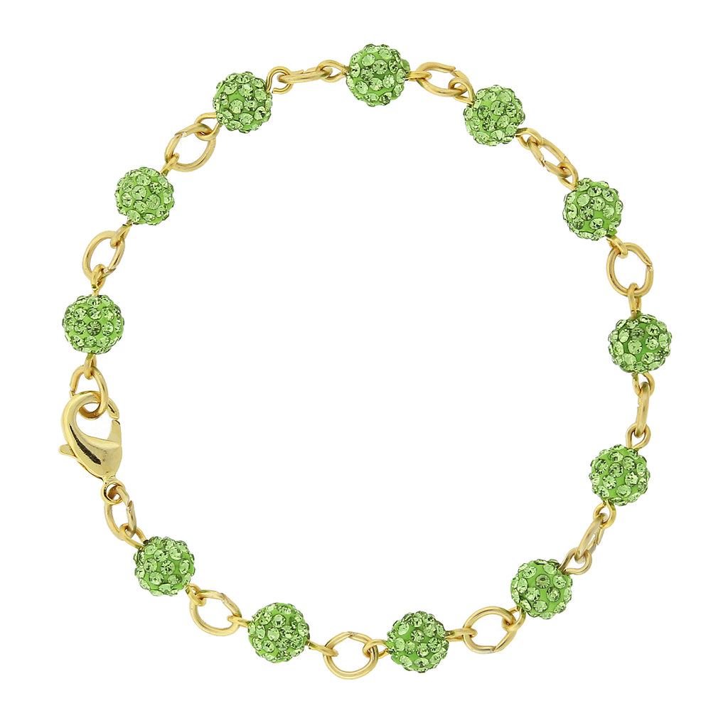 Green Crystal Fireball Pave Link Bracelet