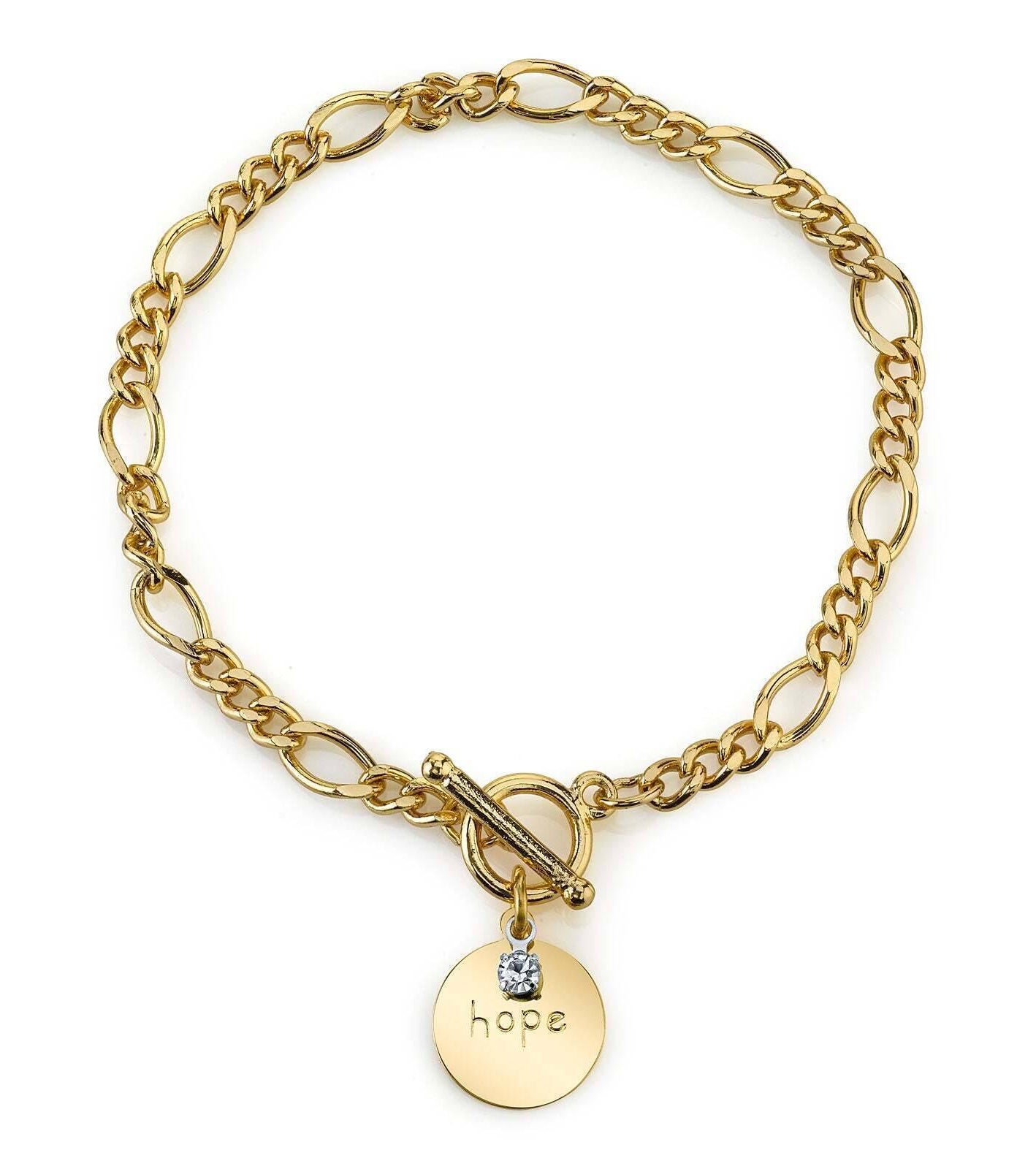 1928 Jewelry Sentiments Crystal Figaro Chain Toggle Bracelet