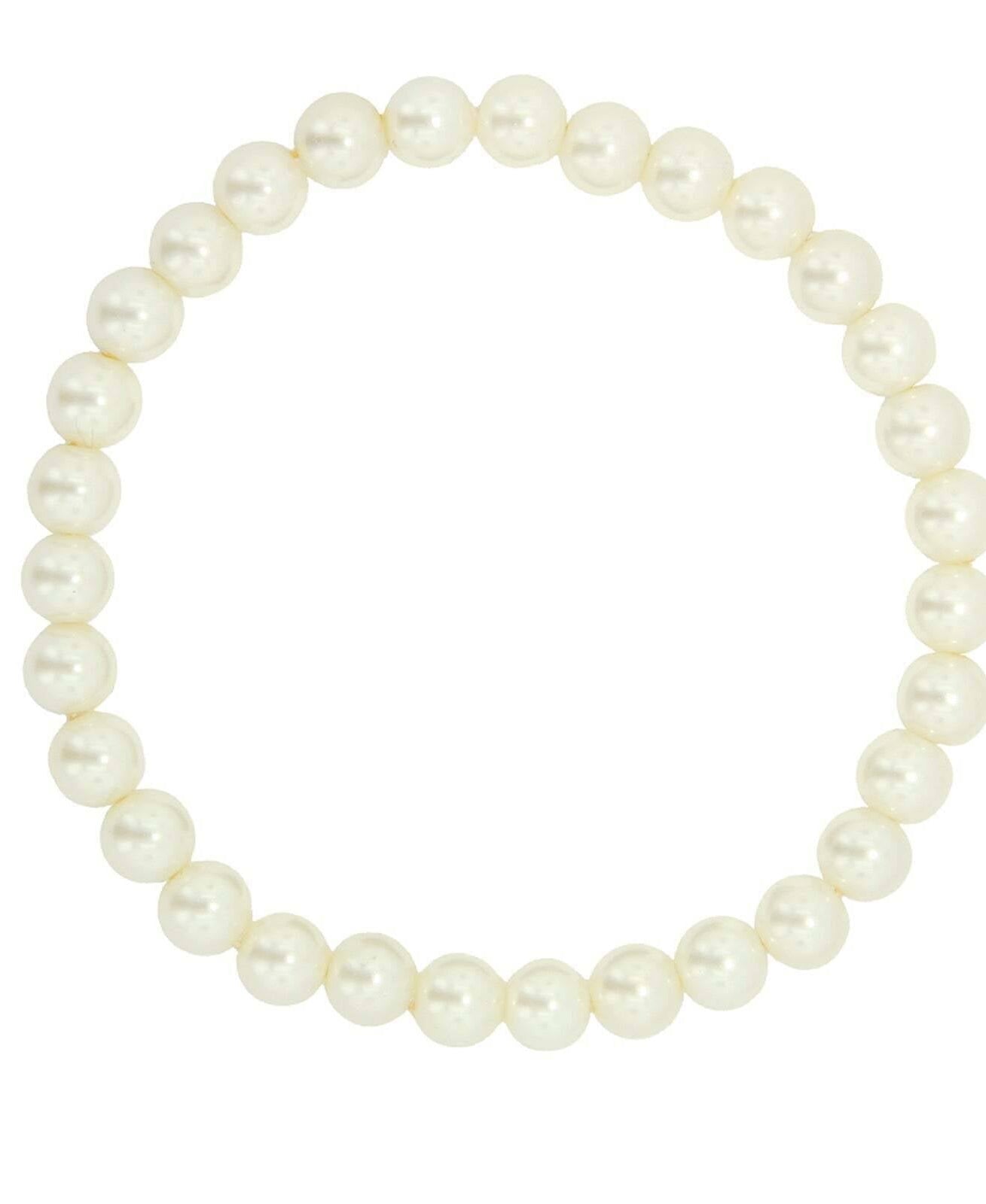 1928 Bridal White 8mm Faux Pearl Stretch Bracelet