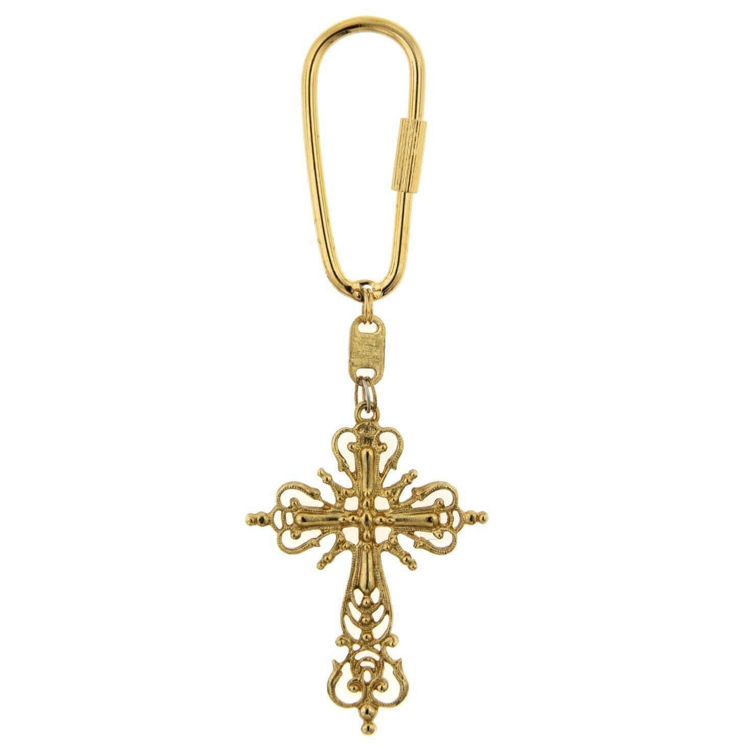 Symbols Of Faith Gold Inspirational Cross Carabiner Key Chain