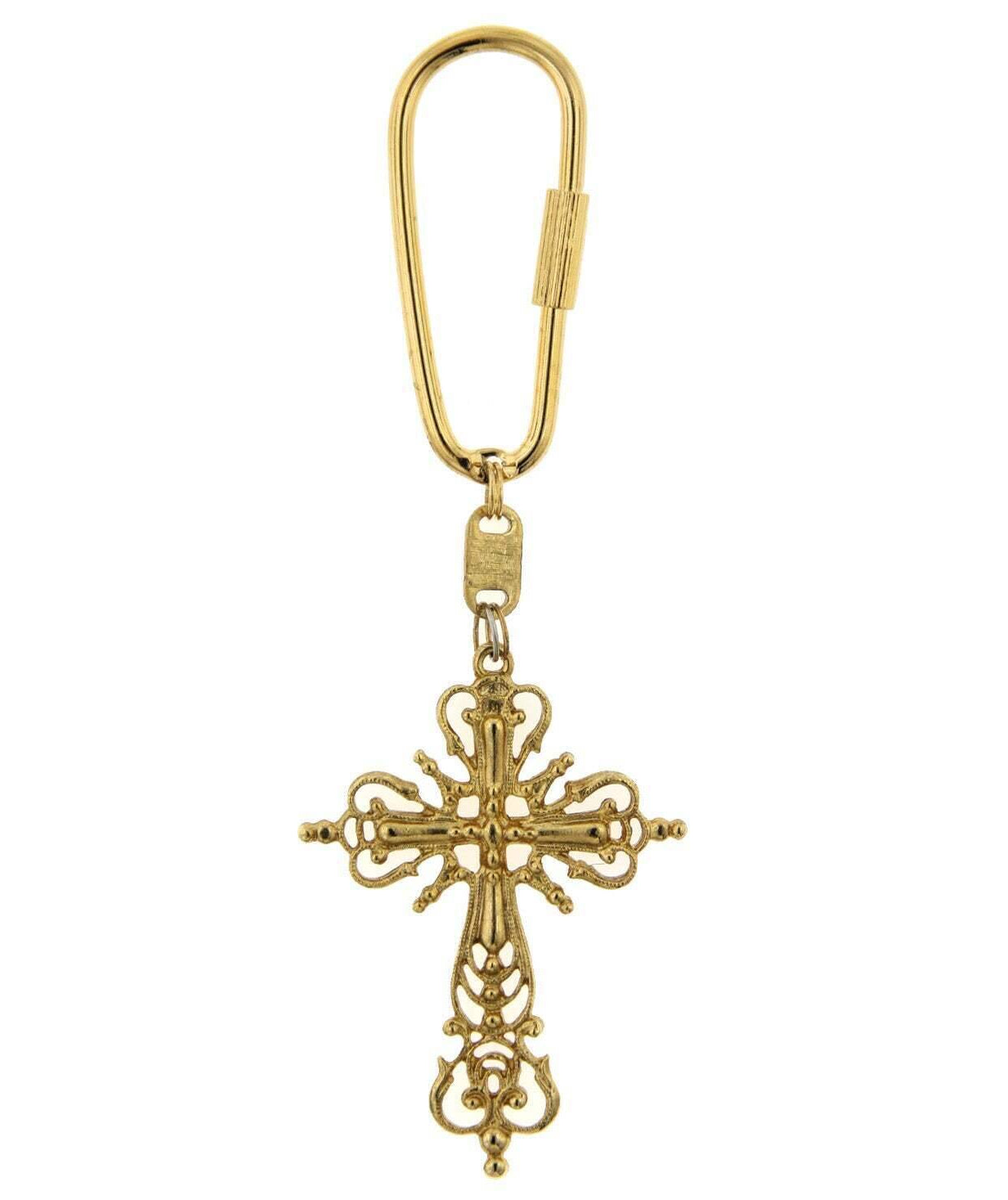 Symbols Of Faith Gold Inspirational Cross Carabiner Key Chain