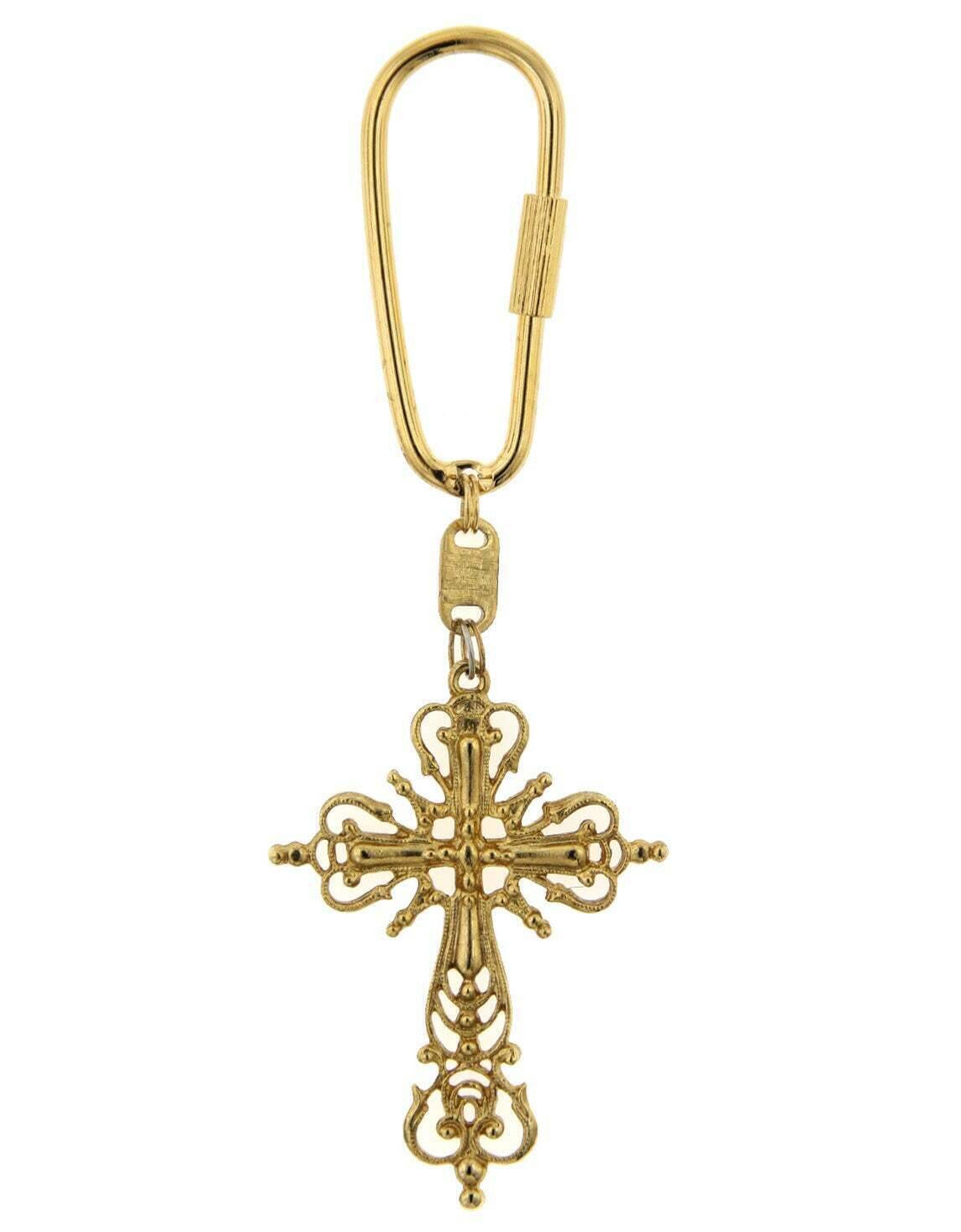 Symbols Of Faith Gold Inspirational Cross Carabiner Key Chain