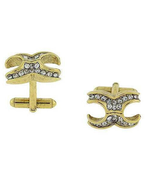 1928 Jewelry X-Shaped Crystal Cufflinks